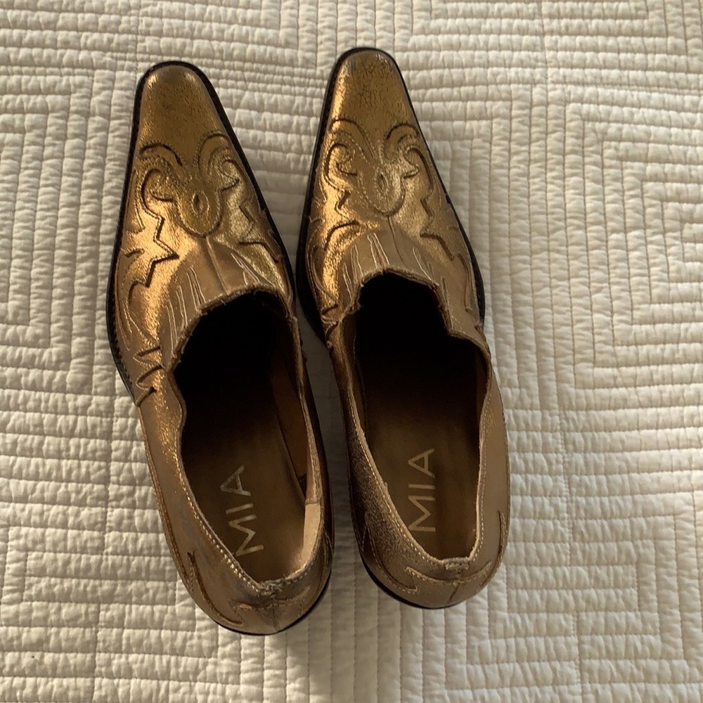 Vintage Bronze Leather Mia Cowboy Booties